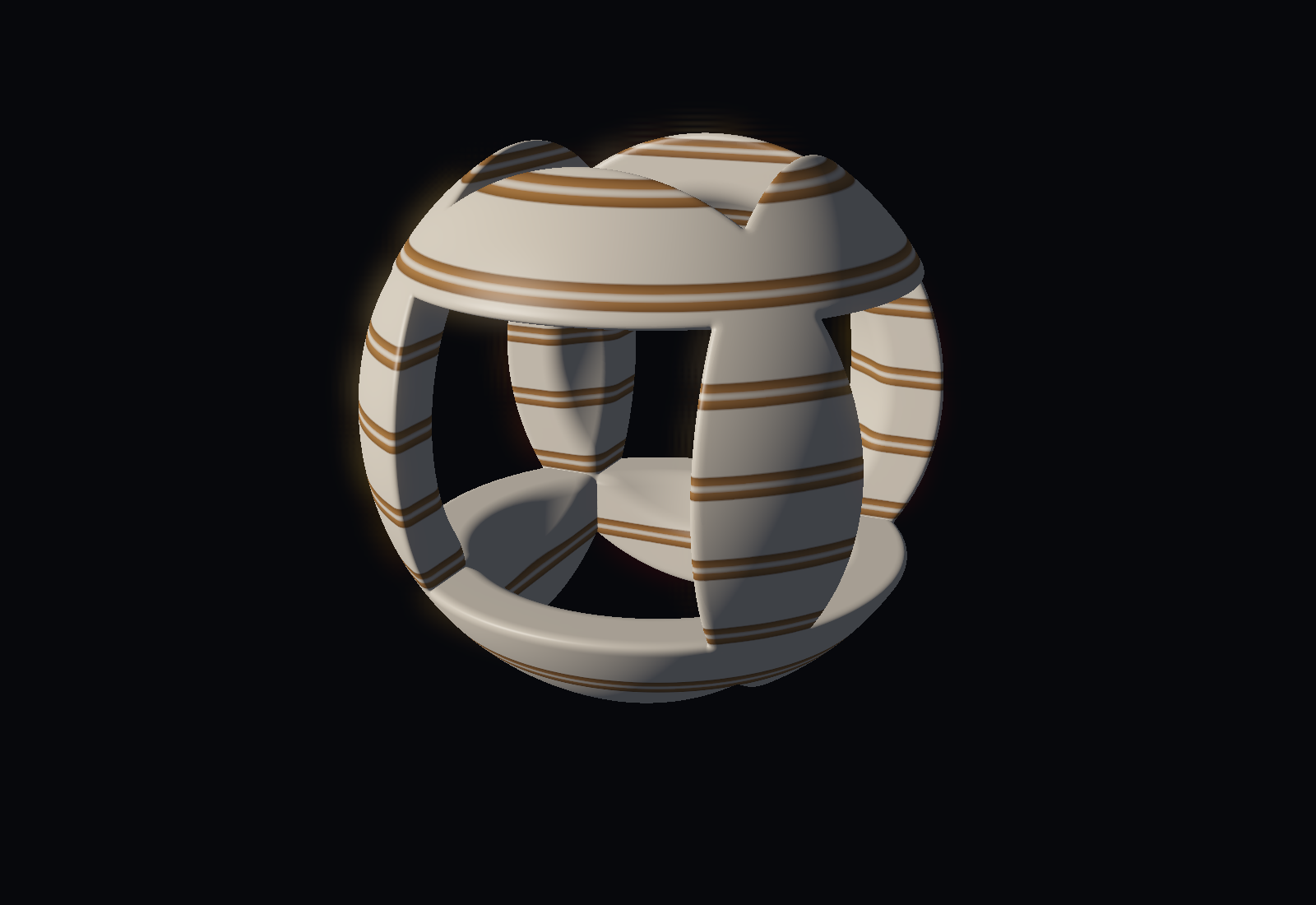 NXSG pearl-and-gold sculpture rendered in Unity with presentation bloom and tone mapping
